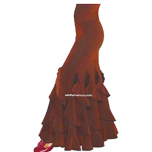 Custom Made Black Flamenco Dance Skirt, Swirl pattern adjustable length