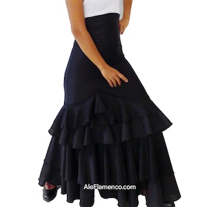 Skirt-Black Flamenco dance skirt, high waisted flamenco skirt, adjustable length S/M/L/XL -model Sevilla -Falda Flamenco
