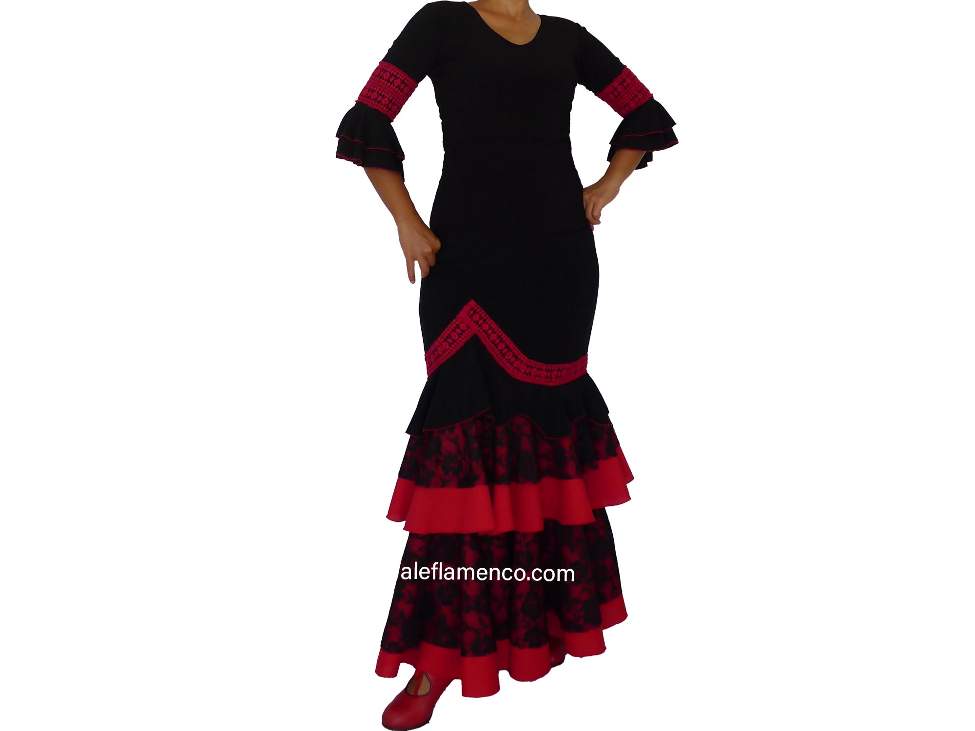 Flamenco Dance Top, Blouse With Embroidered Trim Ruffles Sleeves size S
