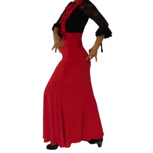 Set-Skirt and shawl - Practice flamenco dance skirt, high waisted, foldable waistband falda flamenco, Black, Blue,Red - model Madeira