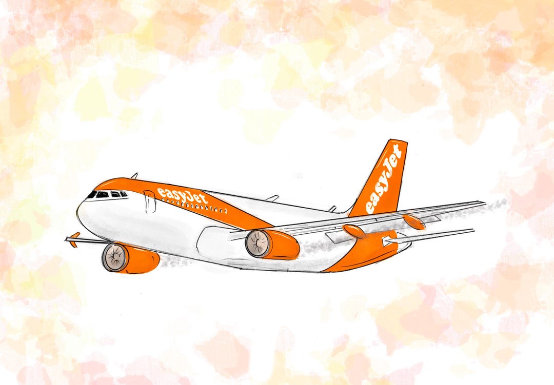 Easyjet Pattern Easyjet Plane Digital Print (hand Drawn) - Etsy
