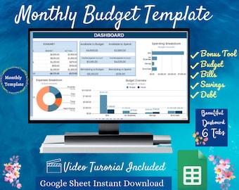 Monthly Budget Spreadsheet | Budget Template | Monthly Budget Planner | Paycheck Budget | Google Sheets Budget