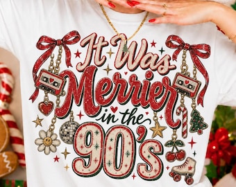 It Was Merrier In The 90's PNG, Retro Charm Christmas VHS Cassette Graphic, Vintage Holiday Sublimation Digital Download