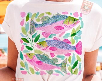 Preppy fisk png | Kvinnligt fiske png | Färgglad maximalistisk sublimering | Sommarsemester png, rolig strand png | Flickor fiskar också |