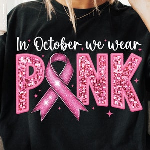 Im Oktober tragen wir rosa png, Brustkrebs Bewusstsein png, Halloween png, Bewusstseinsband png, Kampf Krebs png, pink Kokette Schleife
