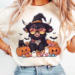 Halloween Highland Cow PNG, Bull Png,Retro Halloween Png, Ghost Cows Png, Funny Cow Png, Fall Png,Spooky Season,Cow Halloween png