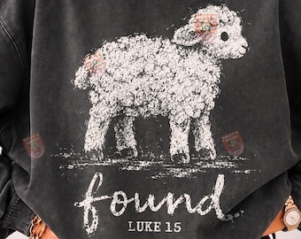 Lost Sheep Png, Found Lamb Luke 15 Png, Christian Faith Sublimation Design, Vintage Grunge Bible Verse Digital Download
