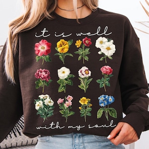 It is Well With My Soul PNG, Christian Floral Png, Vintage Floral Christian PNG,  Bible Verse Png, Wildflower Png, Sublimation