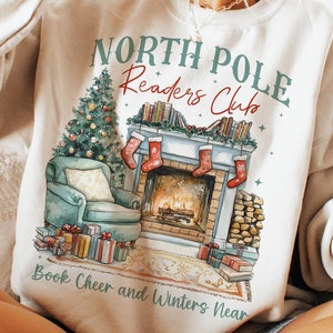 North Pole Readers Club Png, Christmas Books Png, Book Lovers Png, Christmas Teacher Png, Librarian Gift Png, All Booked for Christmas Png