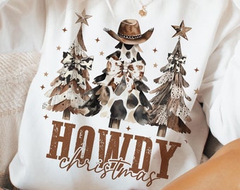 Howdy Christmas Png, Western Christmas Png, Retro Christmas Tree Png, Cowboy Christmas Png, Christmas Cowgirl, Coquette Christmas Png Design