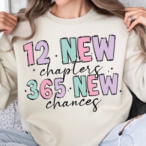 12 New Chapters 365 New Chances colorful text design