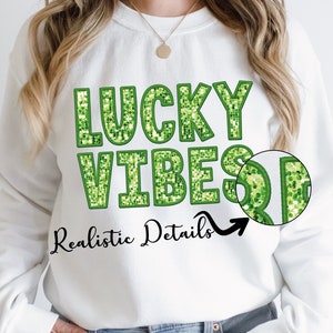 Lucky Vibes St Patricks Day Faux Glitter Sequin Png, Lucky Sublimation, Dia de São Patrício PNG, Lucky Disco Faux Sequins, Lucky Png