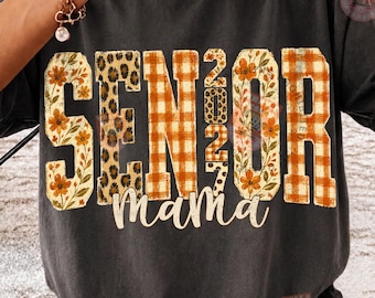 Maman de terminale 2027 (PNG), Design vieilli pour t-shirt universitaire de terminale, Motif léopard floral pour la promotion 2027 (PNG), T-shirt tendance pour la remise des diplômes (sublimation)