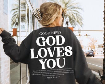 Good News God Loves You Png, Christian Png, Bible Verse Png, Jesus Png Sublimation, Inspiring Bible Verse Png, Christian Png for Shirts