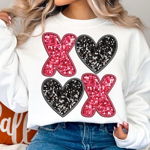 Xoxo png, nepborduurwerk Xoxo png, nepborduurwerk Valentine png, glitter Valentine png, faux pailletten png, Valentine png, digitale download