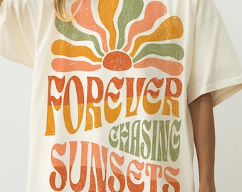 Forever Chasing Sunsets Png, Beach png, Retro Summer png, Retro png, Summer png, Trendy png, Sublimation Designs, Summer T Shirt Png Design