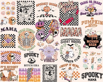 Retro Halloween Png Bundle, Spooky Season Png, Halloween Shirt Png, Sublimation Design, Ghost Png, Pumpking Png, Horror Movies Png Trendy