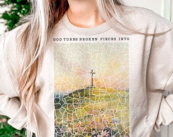 God Turns Broken Pieces into Masterpieces PNG, Christian Sublimation Designs,  Inspirational Design Png, Boho Christian Jesus