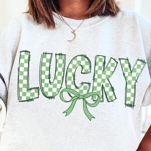 Retro Checkered Lucky St Patrick&#39;s Day Coquette Png, St Patricks day png, Lucky png, St Patrick, St Pattys day png, Retro St Patrick day png