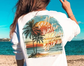 Salt Water Sunshine png, Beach png, Retro Summer png, Retro png, Summer png, Trendy png, Sublimation Designs, Summer T Shirt Png Design