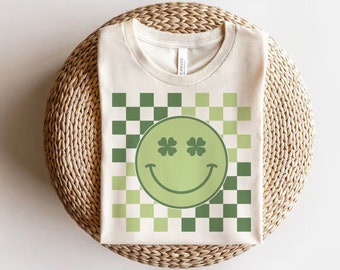 St. Patricks Day Retro Klee Smiley SVG PNG, Retro kariert, digitaler Download, St