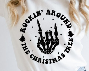 „Rockin' around the Christmas Tree“ SVG PNG, lustige Weihnachts-SVG-Dateien, Weihnachts-Schnittdateien, Weihnachts-SVG, Weihnachtszitat-SVG, Weihnachtslied-SVG