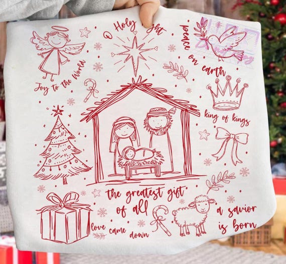 The Greatest Gift of All PNG, Christian Christmas Doodle, Nativity Scene PNG, Religious Christmas Sublimation, Festive Holiday PNG