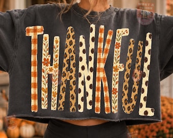 Thankful Fall Png Design, Distressed Autumn Png, Varsity png, Girly Png, Trendy Thanksgiving, Leopard Fall Png