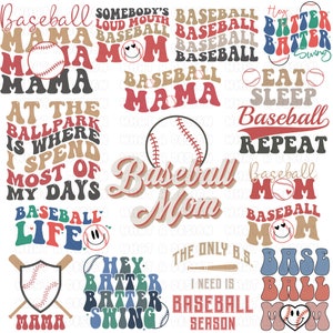 Baseball Mom SVG Bundle, Retro Baseball SVG, Momlife Svg, Baseball Mama Svg, Baseball Mom Svg, Mother&#39;s Day Svg, Gift for Mom Svg Png