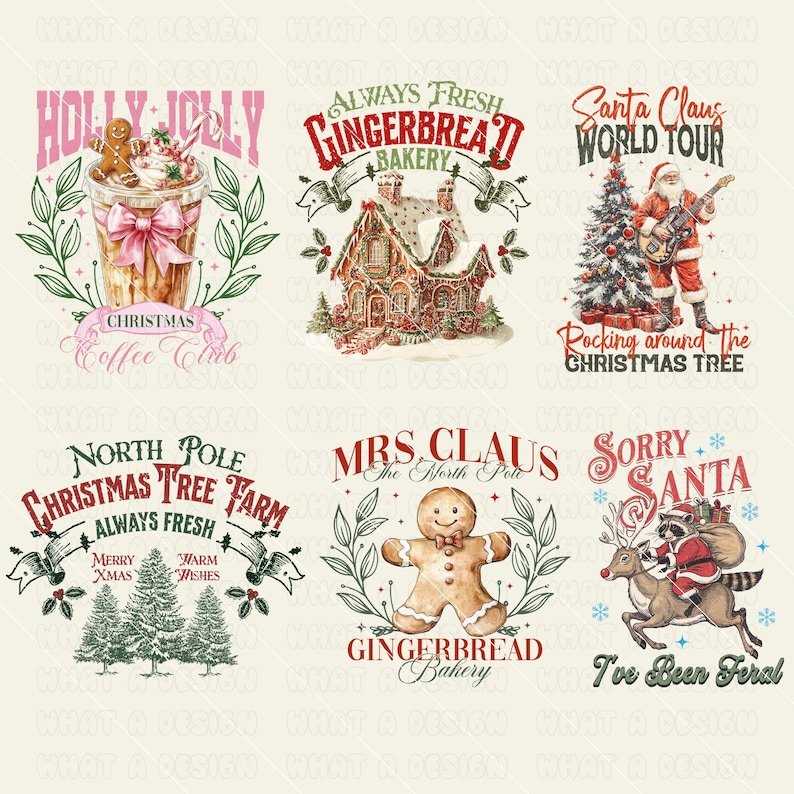 Retro Christmas Bundle Png, Merry Christmas Png, Christmas Png, Western PNG, Santa Claus PNG, Bundle Png, Sublimation Designs, PNG image 4