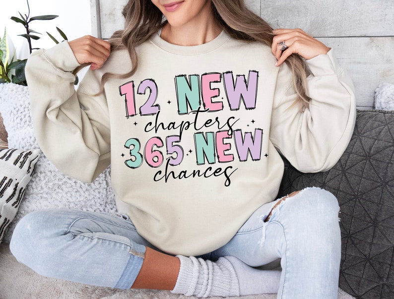 12 New Chapters 365 New Chances colorful text design