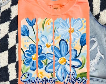 Summer Vibes Png, Floral Summer Sublimation Design, Watercolor Summer Vibes Png, Trendy Summer Shirt Design, Digital Download, PNG