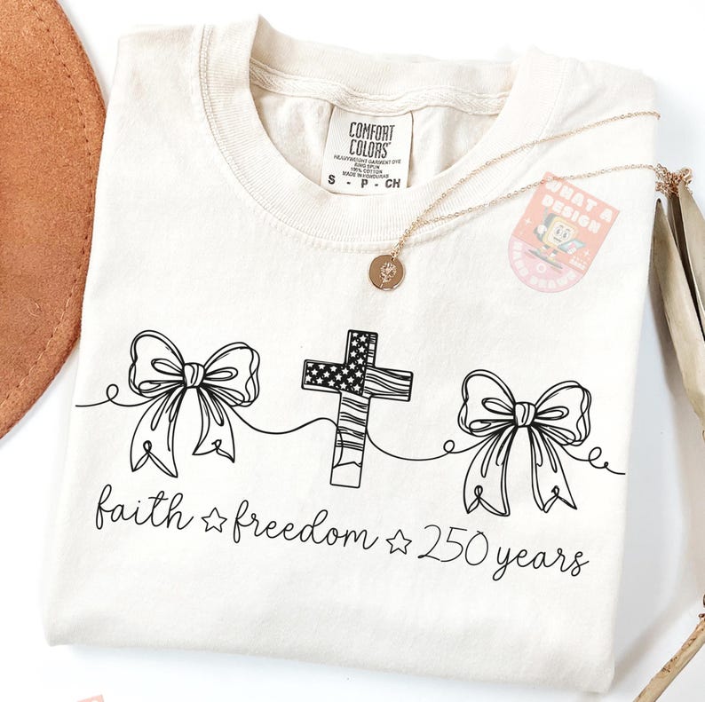 Faith Freedom 250 Years Png, Continuous Line Art Png, Minimalist 4th Of July Design, USA Anniversary Png, USA 250th Birthday image 1
