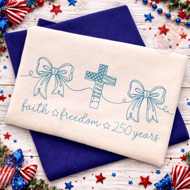 Faith Freedom 250 Years Png, Continuous Line Art Png, Minimalist 4th Of July Design, USA Anniversary Png, USA 250th Birthday image 4