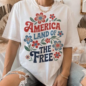 America Land Of The Gratis png, retro bloemen 4 juli png, retro bohobloem png, Girly USA png, onafhankelijkheidsdag, patriottisch png