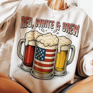 Red White and Brew png, Fourth Of July-bier png, bierliefhebbers 4 juli grafisch, Independence Day-shirt png, patriottisch bier png-ontwerp