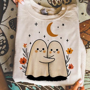 Cute Ghost Couple Png, Retro Spooky Halloween Png, Cute Halloween Png, Cozy Ghost Sublimation, Halloween Png, Spooky png