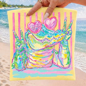 Preppy Crocodile Png, Alligator with Heart Sunglasses, Girly Summer Animal Design, Trendy Kids Graphic Sublimation