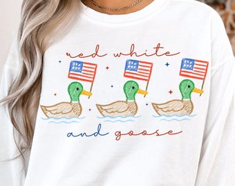 Red White And Goose PNG, Patriotic Goose PNG, 4th Of July Sublimation Designs, Funny USA Shirt, Goose png, Retro 4th July Digital Download