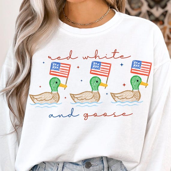 Red White And Goose PNG, Patriotic Goose PNG, 4th Of July Sublimation Designs, Funny USA Shirt, Goose png, Retro 4th July Digital Download