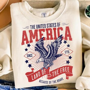 Retro America Land Of The Free Because Of The Brave PNG, 4th of July PNG, Patriotic png, Independence Day png, American Flag Eagle Png