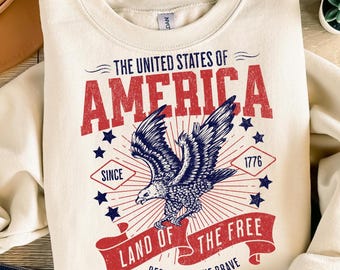Retro America Land Of The Free Because Of The Brave PNG, 4th of July PNG, Patriotic png, Independence Day png, American Flag Eagle Png