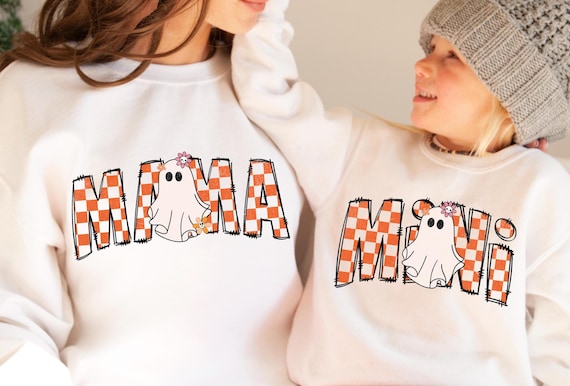 Mama Mini PNG, Halloween Mama Png, Varsity Png, Mom Life Png, Ghost Png, Trendy Halloween Png, Retro Png, Checkered Png, Distressed Png