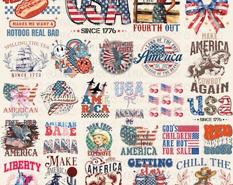 30+ Retro 4th of July PNG Bundle, 4th of July Png, Fourth Of July Png, USA Png, America Png, Independence Day, American Flag Png, Png Bundle