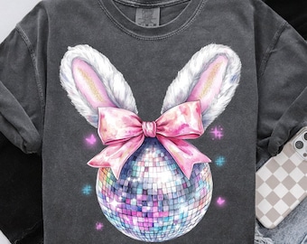 Disco Ball Bunny Png, Coquette Easter Png, Easter Vibes Png, Easter Shirt Design, Easter Sublimation Design, Coquette Easter Bunny Png