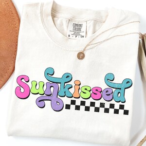 Checkered Neon Sunkissed PNG, Vacation Png, Bright Summer Shirt Design, Beach PNG, Sun png, Vacation png, Colorful Summertime png Women