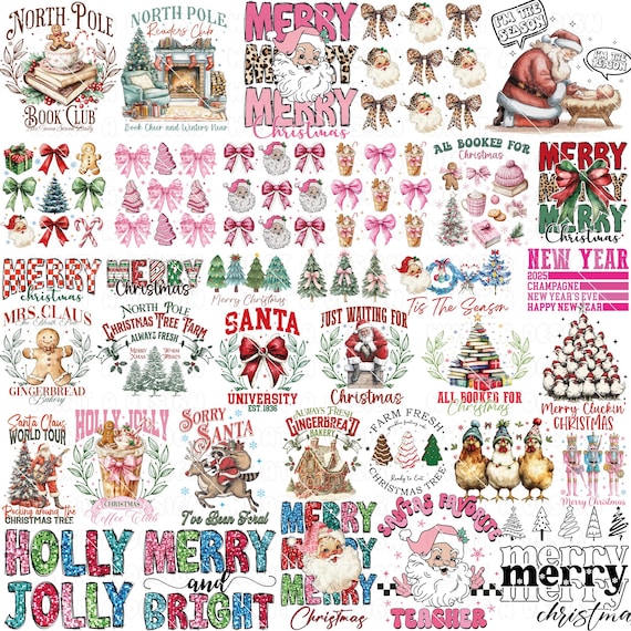 Retro Christmas Bundle Png, Merry Christmas Png, Christmas Png, Western PNG, Santa Claus PNG, Bundle Png, Sublimation Designs, PNG