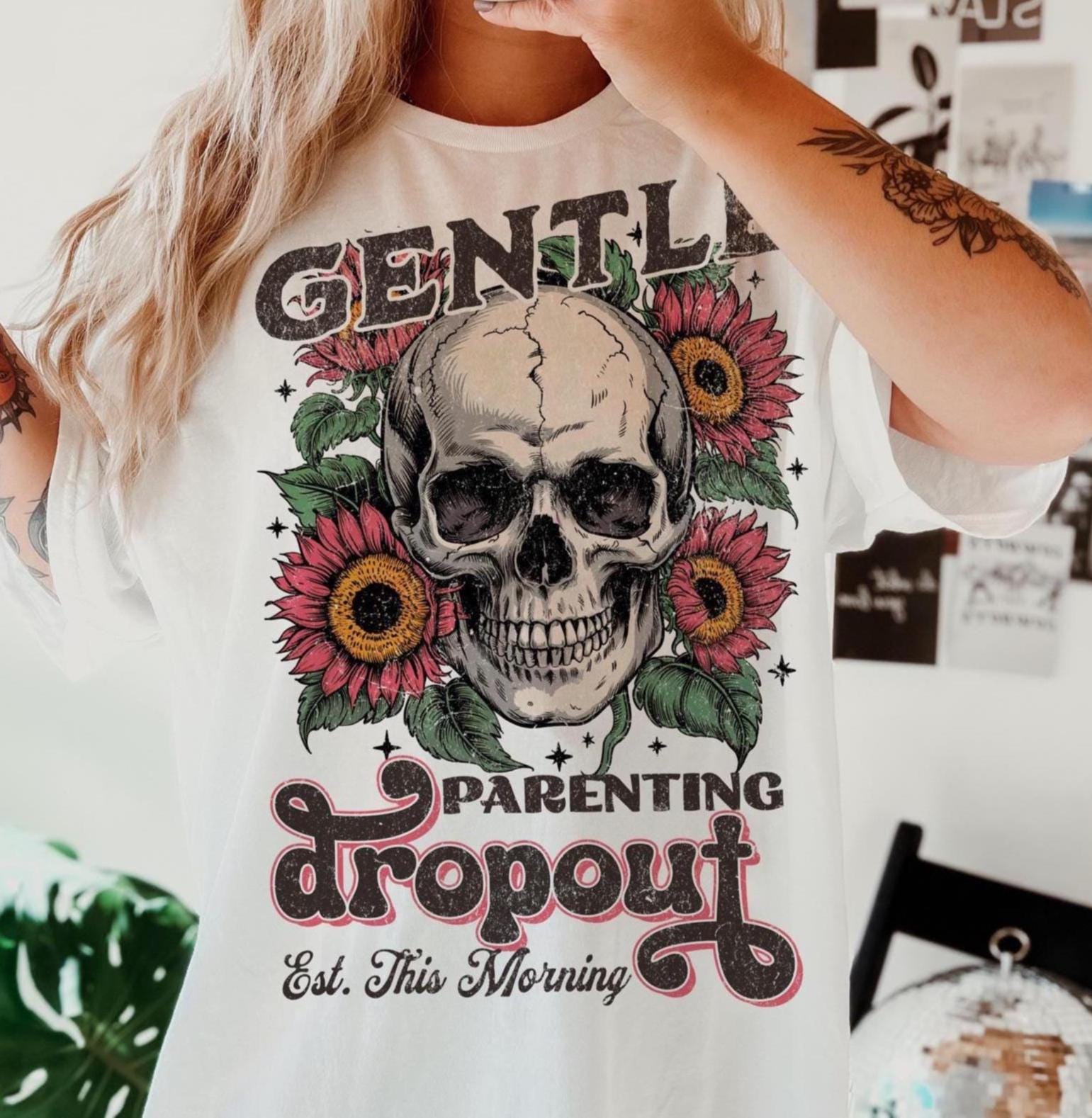 Gentle Parenting Dropout Sarcastic Mom Png narky Retro Skull Trendy Mom Skeleton Design Retro Motherhood Sublimation Funny Mom Png Design
