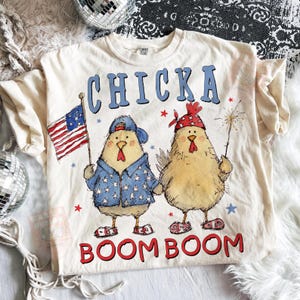 Retro Chicken 4th Of July PNG: Chicka Boom Boom Design (Digital Download) image 5