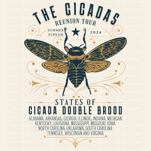 Cicada Reunion Tour Png, Cicada Png Shirt, Cicada Concert Tour 2024, Brood XIII & XIX Cicadas 2024 Sublimación, Cicada Reunion Tour Shirt